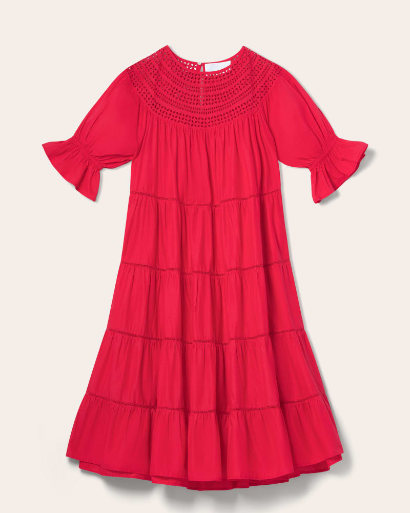 Front of a size L Paradis Eyelet Dress in Zinnia by Merlette. | dia_product_style_image_id:348189